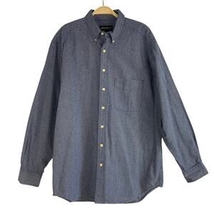 Eddie Bauer Heavy Weight Shirt Shacket Men M Tall Navy Blue Plaid Button Down